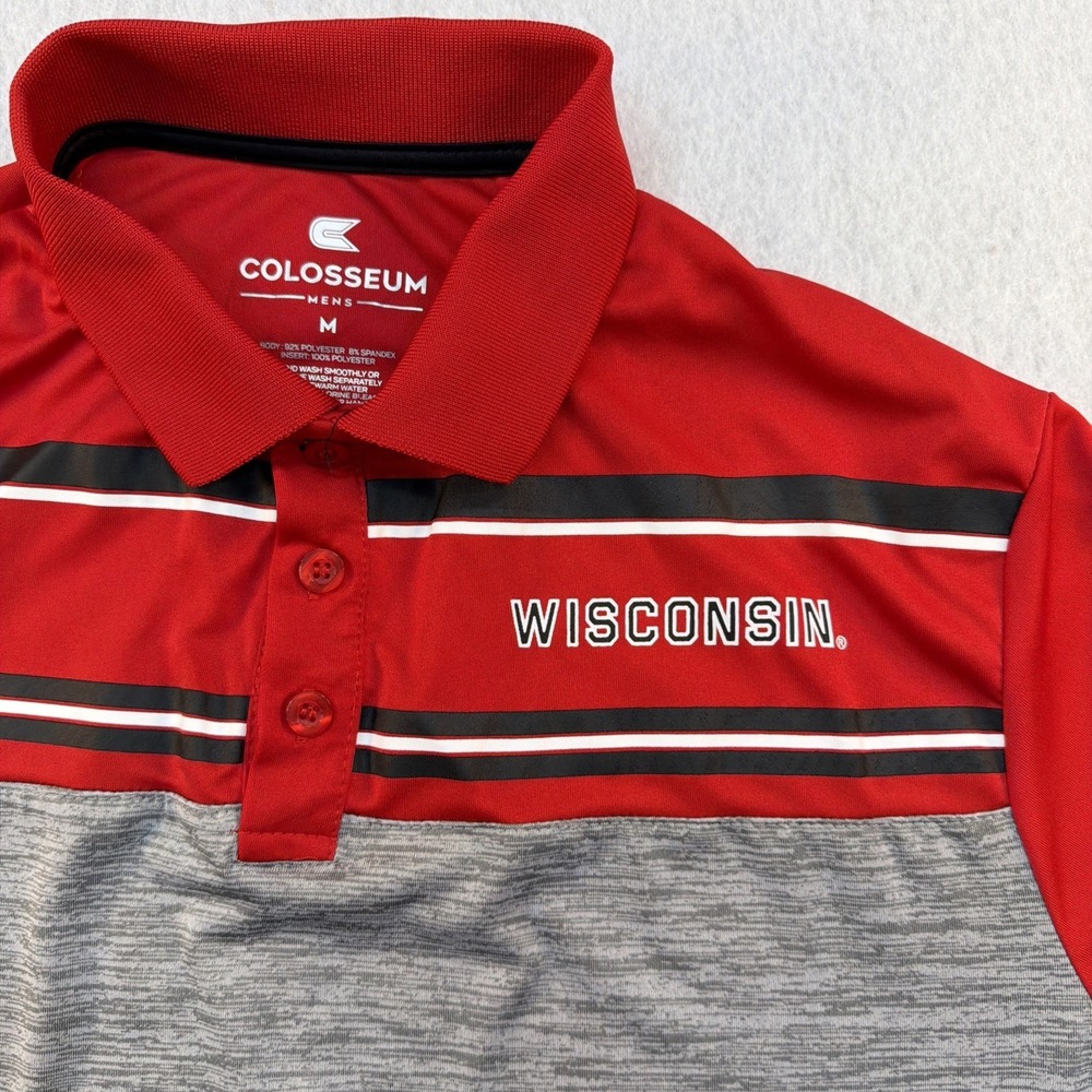Wisconsin Badgers Colosseum‎ Golf Polo Shirt Mens Medium Gray NCAA University